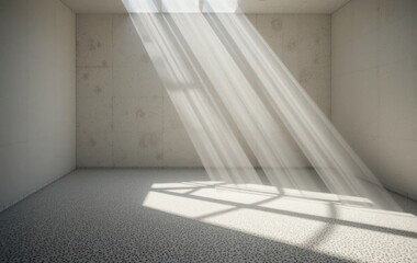 Poster - Minimalist Empty Room Illuminated by Sunlight Streaming Through a Window