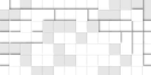 Wall Mural - Abstract square mosaic.White ceramic tile background. 3d seamless cubes pattern. 
