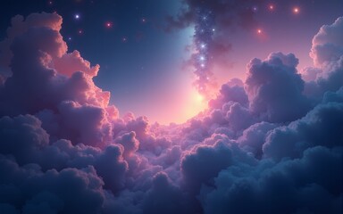 Wall Mural - Explore a stunning deep space background with vibrant nebula clouds and twinkling stars, inspiring awe and peace in a cosmic scene. High quality