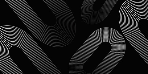 Aufkleber - Black abstract background. Abstract elegant black background with shiny gold geometric lines. Luxury and gold gradient geometric shape graphic elements. Vector illustration.