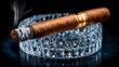© Putro - Close-up of a cigar in a crystal ashtray.