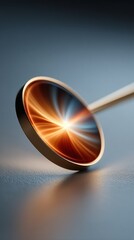 Poster - Abstract round device with radiating orange-blue center
