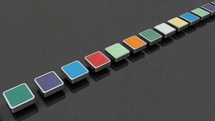 Colorful Square Button Array on Dark Background