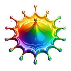 Poster - A vibrant, multicolored liquid splash forms a crown-like shape with smooth, glossy surfaces and radiating droplets.