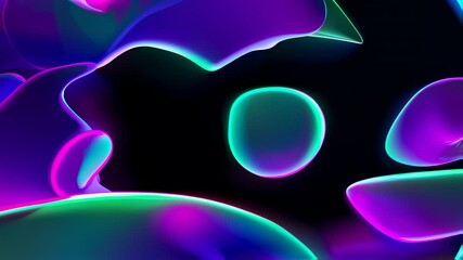 Poster - Abstract fluid shapes dynamically transform with vibrant neon gradients and smooth motion