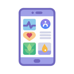 Poster - Wellness app interface displayed on smartphone in flat design  