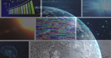 Poster - Image of globe over different images