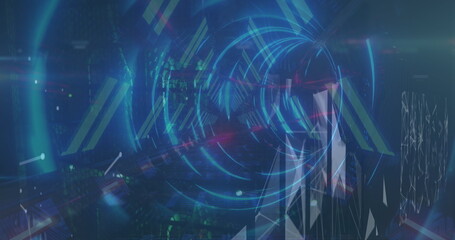 Poster - Image of tunnel made of lights, shapes and lights