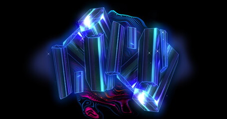 Poster - Image of blue diamonds on black background
