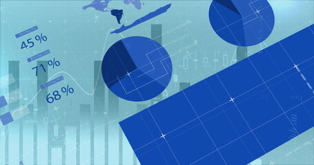 Poster - Image of data processing on blue background