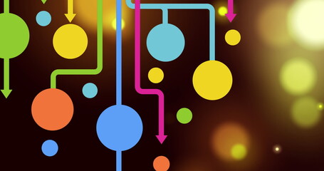 Poster - Digital image of spots of bokeh spots of light against black background
