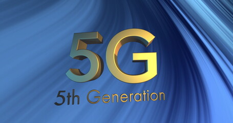 Poster - Image of 5g 5th generation text over blue background
