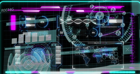 Poster - Image of graphs and scientific data on black digital screen