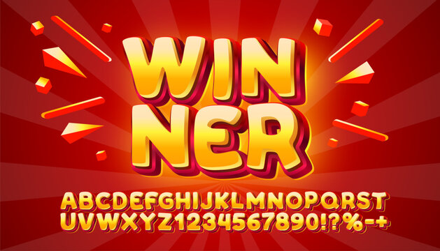 Winner font set collection, letters and numbers symbol. Vector illustration