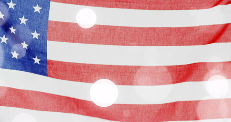Poster - Image of light spots over flag of usa