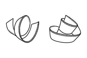 Poster - Detailed vector illustration of curled ribbon shapes for decoration and design in monochrome.