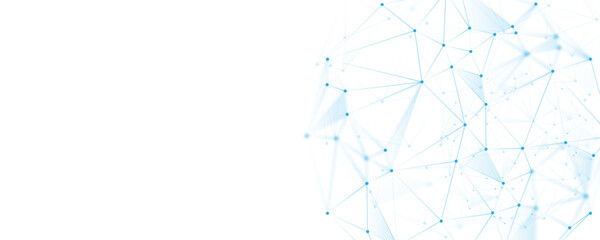 Aufkleber - Abstract white blue digital technology futuristic communication high tech concept background. Technology dots lines connect network background.	