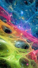 Poster - Explore the vibrant colors and cosmic patterns of a digital artwork depicting deep space and celestial phenomena