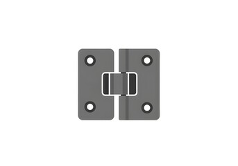 Fototapete - Illustration of a gray metal hinge with four holes on each side against a plain white background