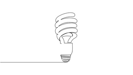 Aufkleber - Self drawing animation of continuous one line art of Energy saving light bulb, Light lamp bulb with cogwheel gear Idea continuous line drawn concept video.