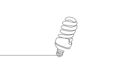 Aufkleber - Self drawing animation of continuous one line art of Energy saving light bulb, Light lamp bulb with cogwheel gear Idea continuous line drawn concept video.