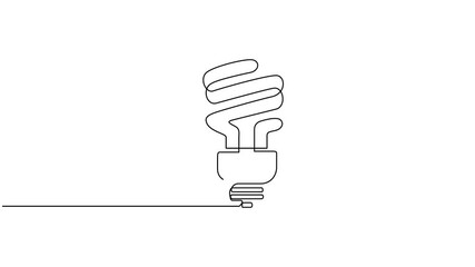 Aufkleber - Self drawing animation of continuous one line art of Energy saving light bulb, Light lamp bulb with cogwheel gear Idea continuous line drawn concept video.