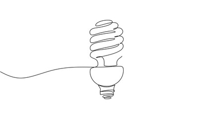Aufkleber - Self drawing animation of continuous one line art of Energy saving light bulb, Light lamp bulb with cogwheel gear Idea continuous line drawn concept video.