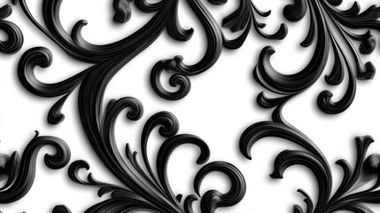 Poster - Elegant black smoke pattern on white background, showcasing intricate swirls and shapes in a mesmerizing abstract design.