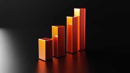 Aufkleber - A high-contrast D bar chart illustrating revenue growth, with sharp edges and a glossy finish, drawing attention to the financial performance over time.
