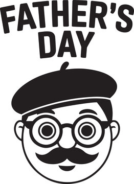Happy fathers day card with cartoon man illustration