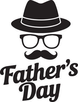 Happy fathers day icon with hat glasses and mustache