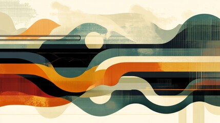 Poster - Layered lines in varying colors and opacities, overlapping each other to create a visually rich and textured graphic design.