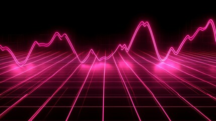 Aufkleber - Line graph with peaks and troughs, showing fluctuating data, on a dark grid with glowing neon lines for a tech-inspired look.