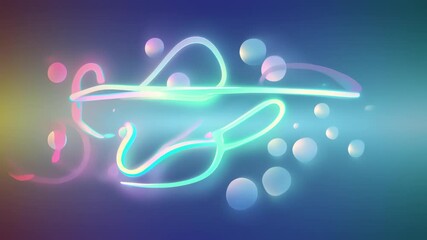Poster - Abstract neon shapes dance and reflect in a mesmerizing fluid motion animation