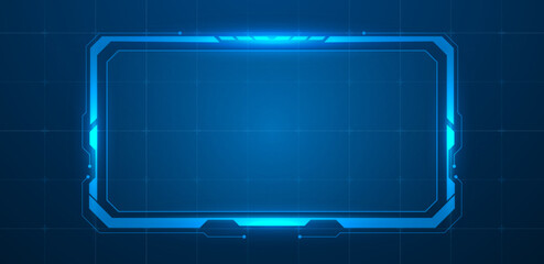 Leinwandbilder - Digital screen or technology box blue light interface vector editable	