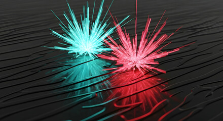 Poster - Vivid Light Bursts Emitting From a Dark Structured Surface Casting Reflections
