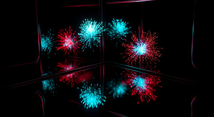 Poster - Reflections Of Luminous Bursts In A Mirrored Chamber Digital Artwork