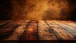 © Svitlana - Rustic Wood Plank Table Top Surface with Smoky Brown Back Backdrop Texture