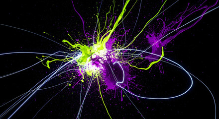 Poster - Explosive Colors Dance With Light Trails Against Black Canvas