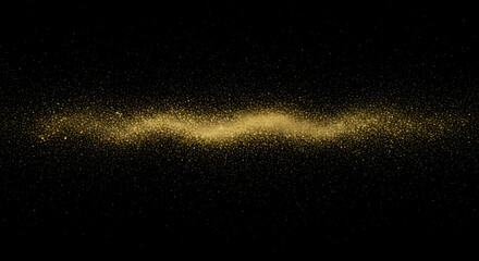 Poster - Golden Dust Swirl Amidst Dark Backdrop With Glittering Particles