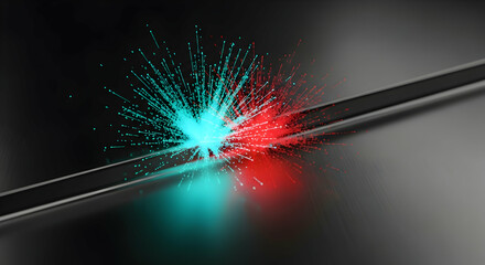 Poster - Futuristic Display With Cyan And Crimson Light Particle Dispersion Effect