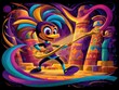 © Markzapakdee - Vibrant musical performance ancient ruins illustration colorful environment close-up view culture concept