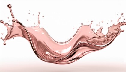 Aufkleber -  metallic rose fluid splash isolated on white background for luxury branding, web design, cosmetic print, digital art, or abstract visual identity concept