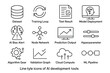 © Ira - Line style icons of ai development tools including dataset and model deployment
