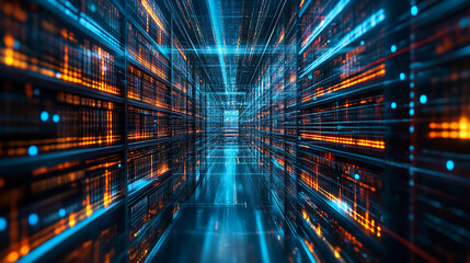 Poster - Data center server room technology infrastructure network computing it architecture visualization concept
