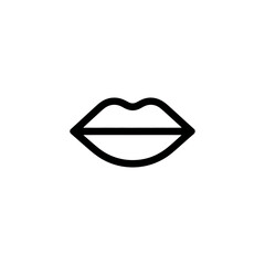 Poster - Outline lips shape displays icon on clean background simple design