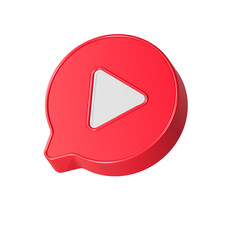 Poster - play button red color 3d rendering
