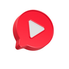 Poster - play button red color 3d rendering