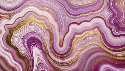 Poster -  vibrant pink and gold marble pattern with fluid lines and shimmering textures for luxury branding, web design, and elegant print media