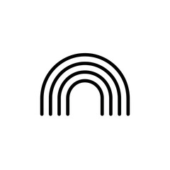 Poster - Curved lines form rainbow shape isolated abstract graphic design